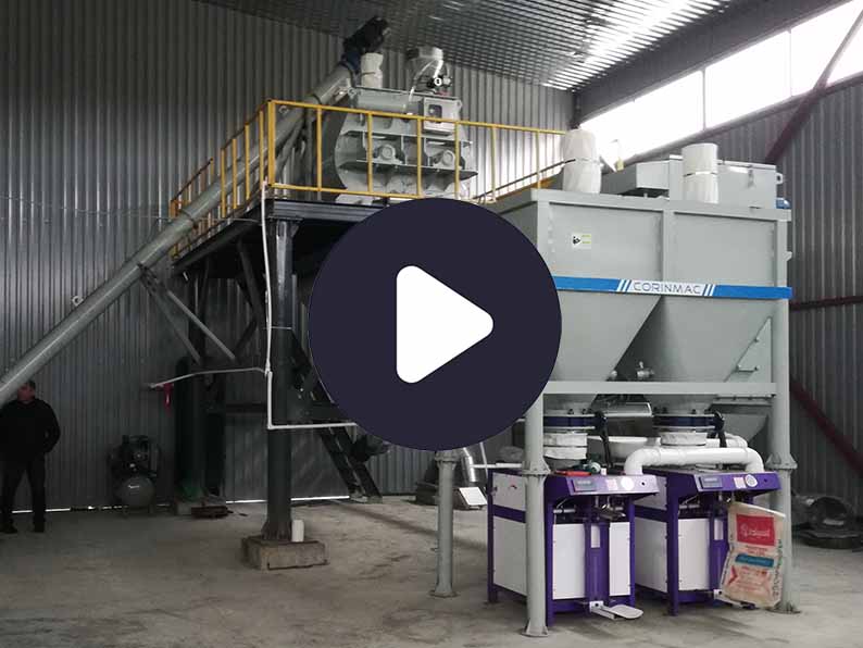 Complete line for the production of dry building mixtures 5-10 tons per hour in Tbilisi Georgia.